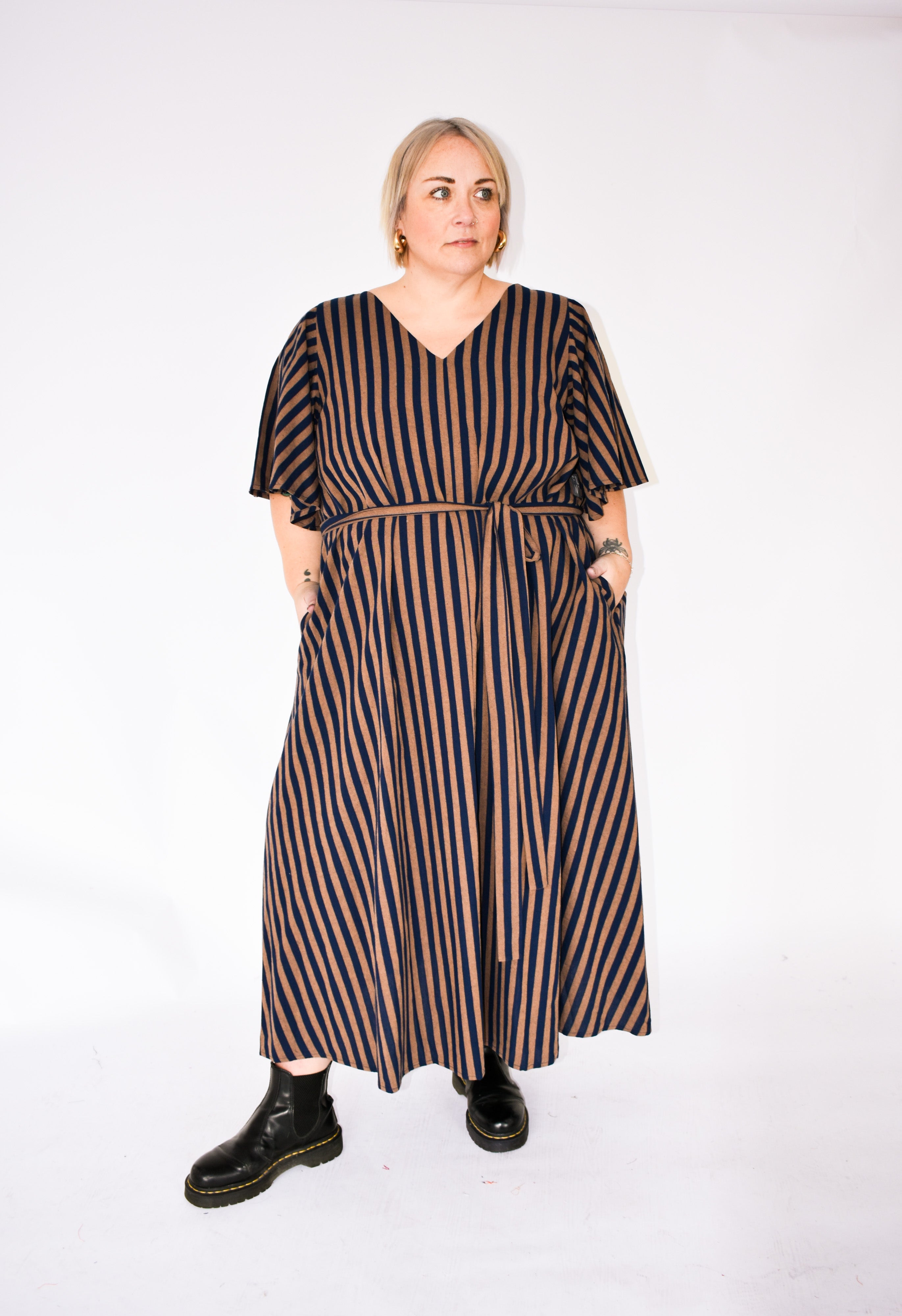 The Joan Dress in Navy Stripe - House of Flint