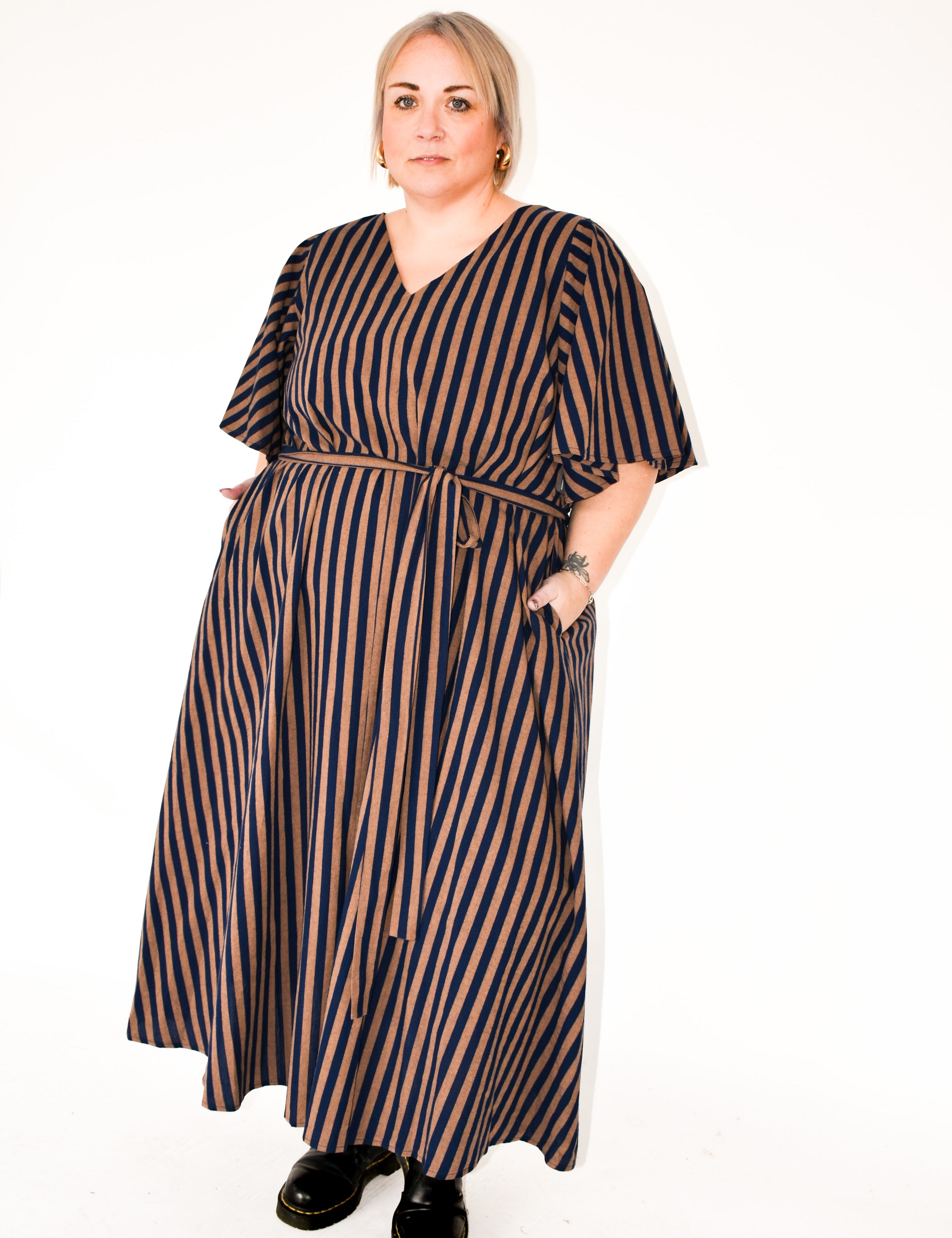 The Joan Dress in Navy Stripe - House of Flint
