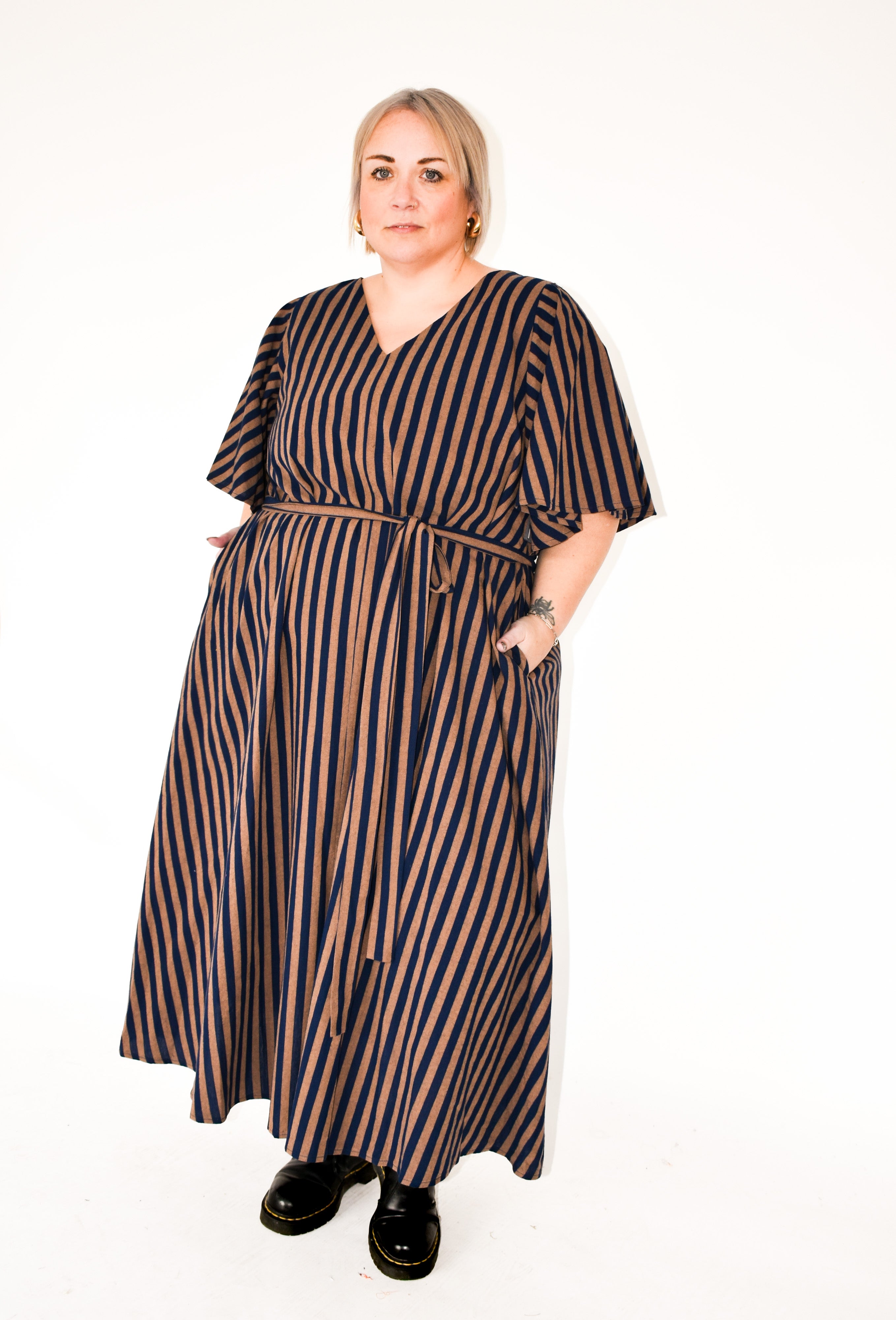 The Joan Dress in Navy Stripe - House of Flint