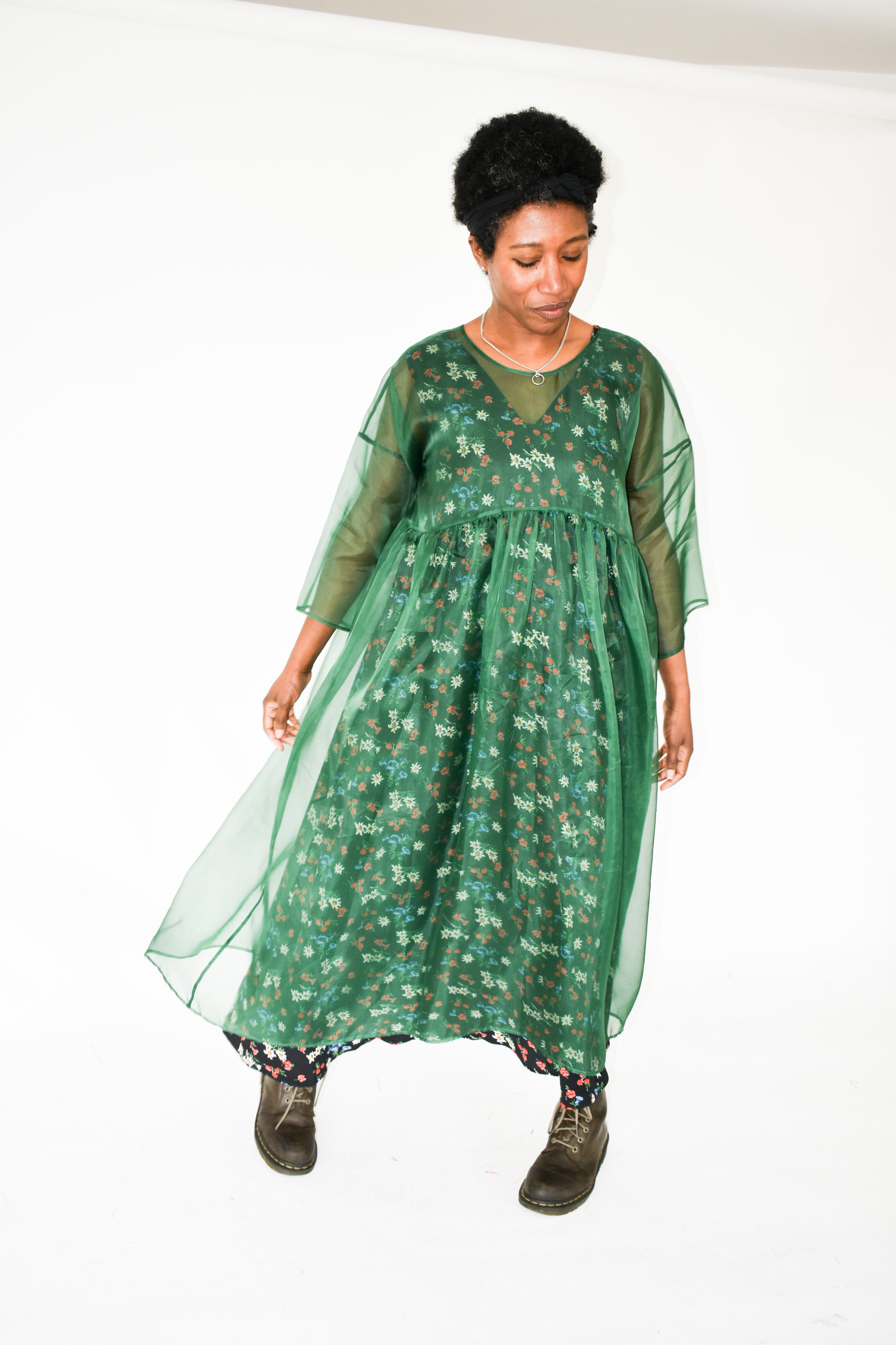 The Everything Dress in Forest Green Silk Organza - House of Flint