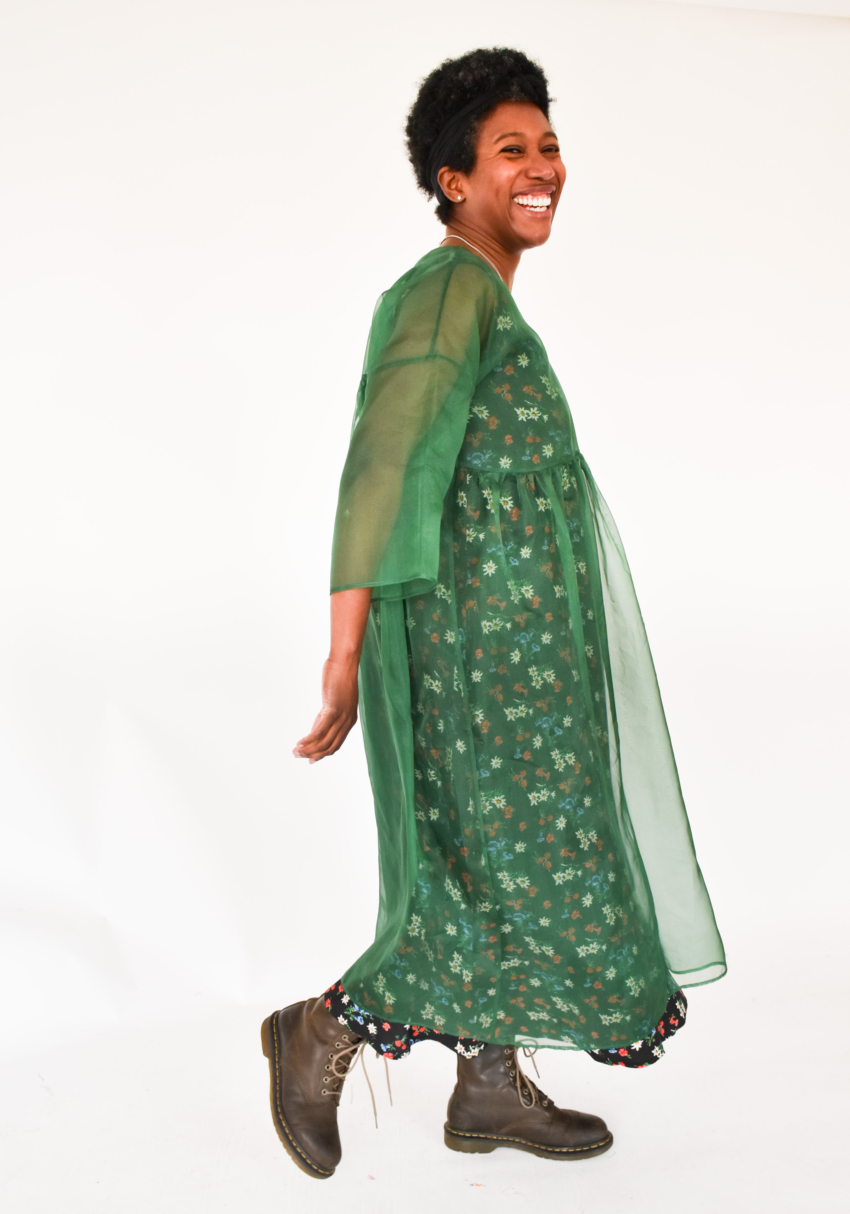 The Everything Dress in Forest Green Silk Organza - House of Flint