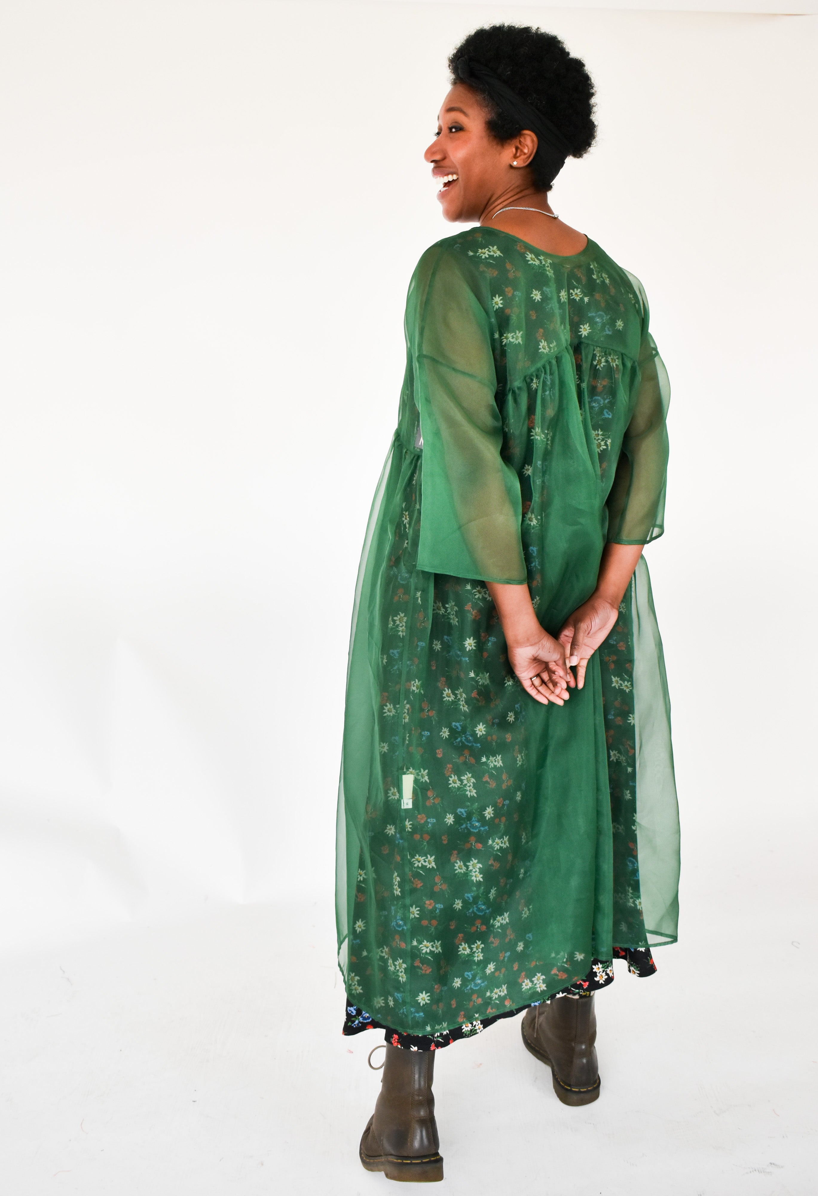 The Everything Dress in Forest Green Silk Organza - House of Flint