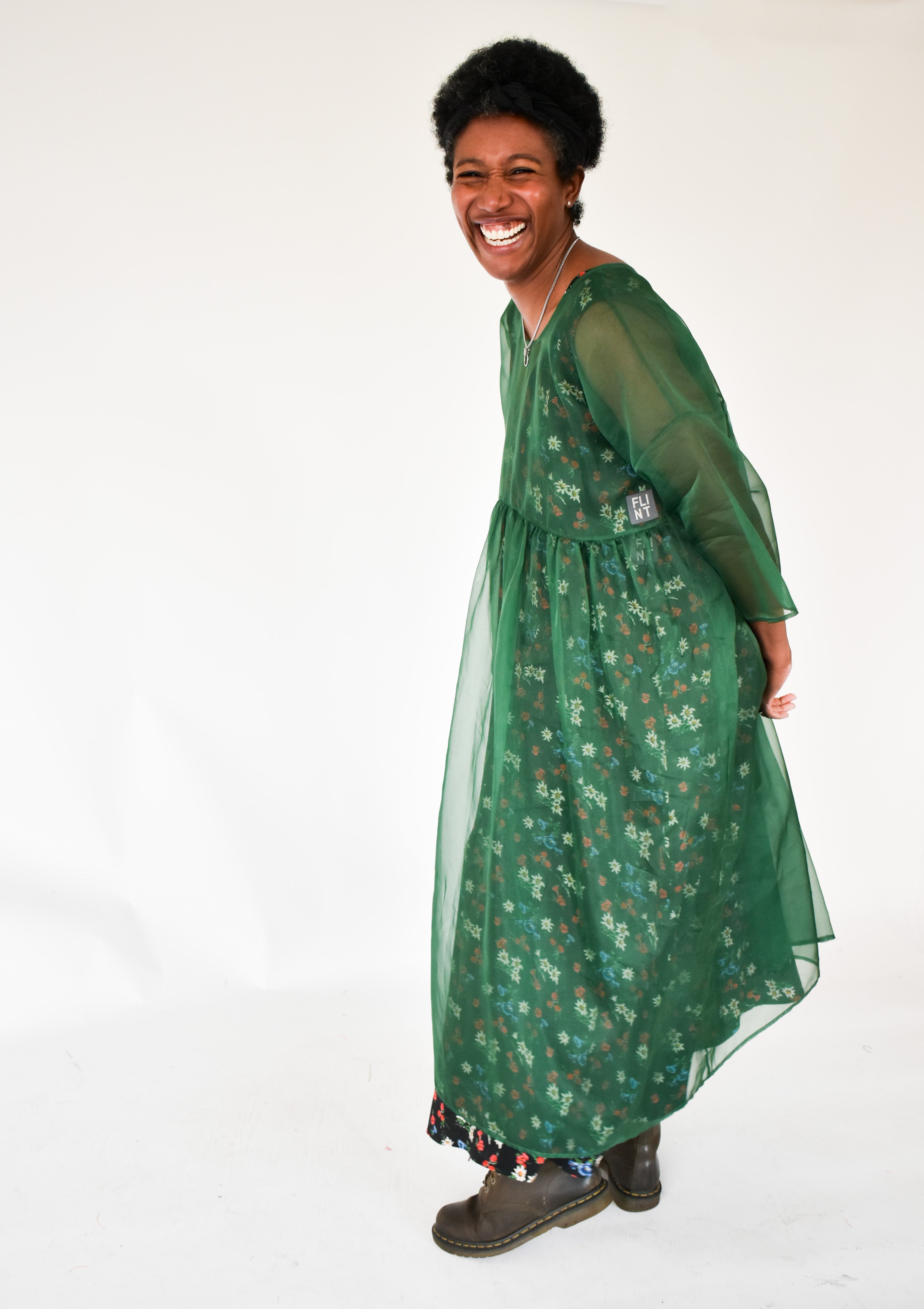 The Everything Dress in Forest Green Silk Organza - House of Flint