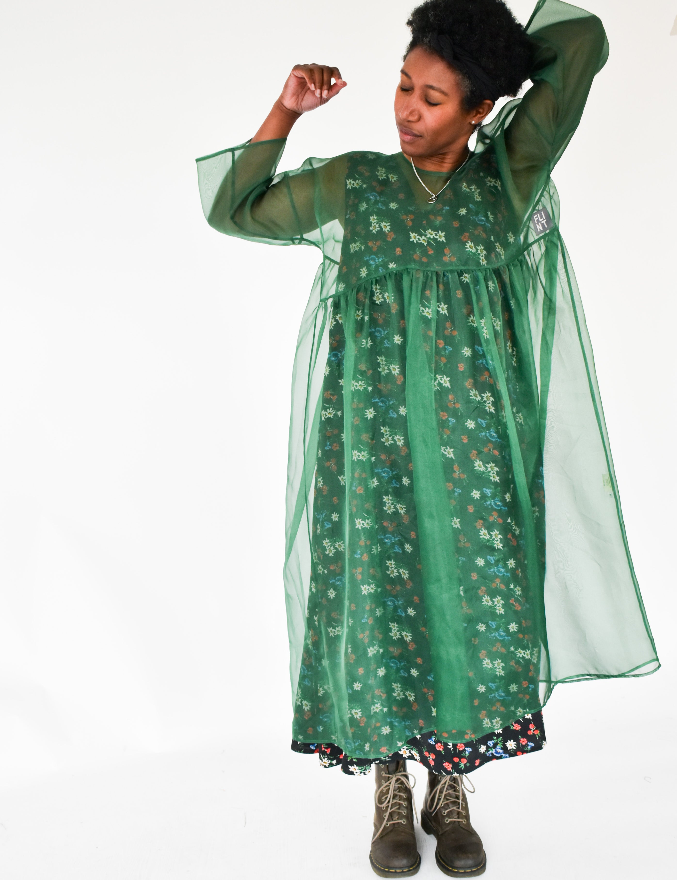 The Everything Dress in Forest Green Silk Organza - House of Flint