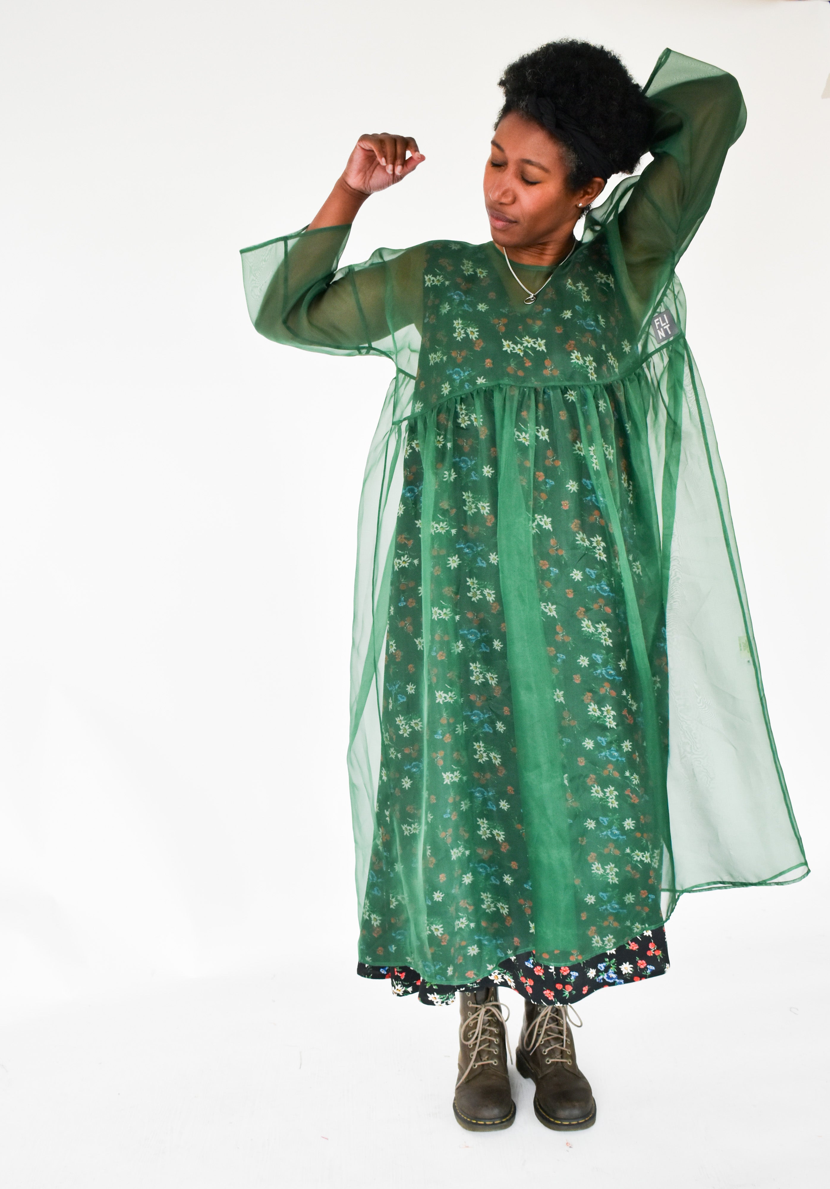 The Everything Dress in Forest Green Silk Organza - House of Flint