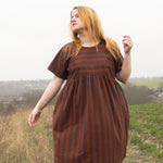 The Doddle Dress in Chestnut Stripe - House of Flint