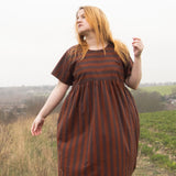 The Doddle Dress in Chestnut Stripe - House of Flint