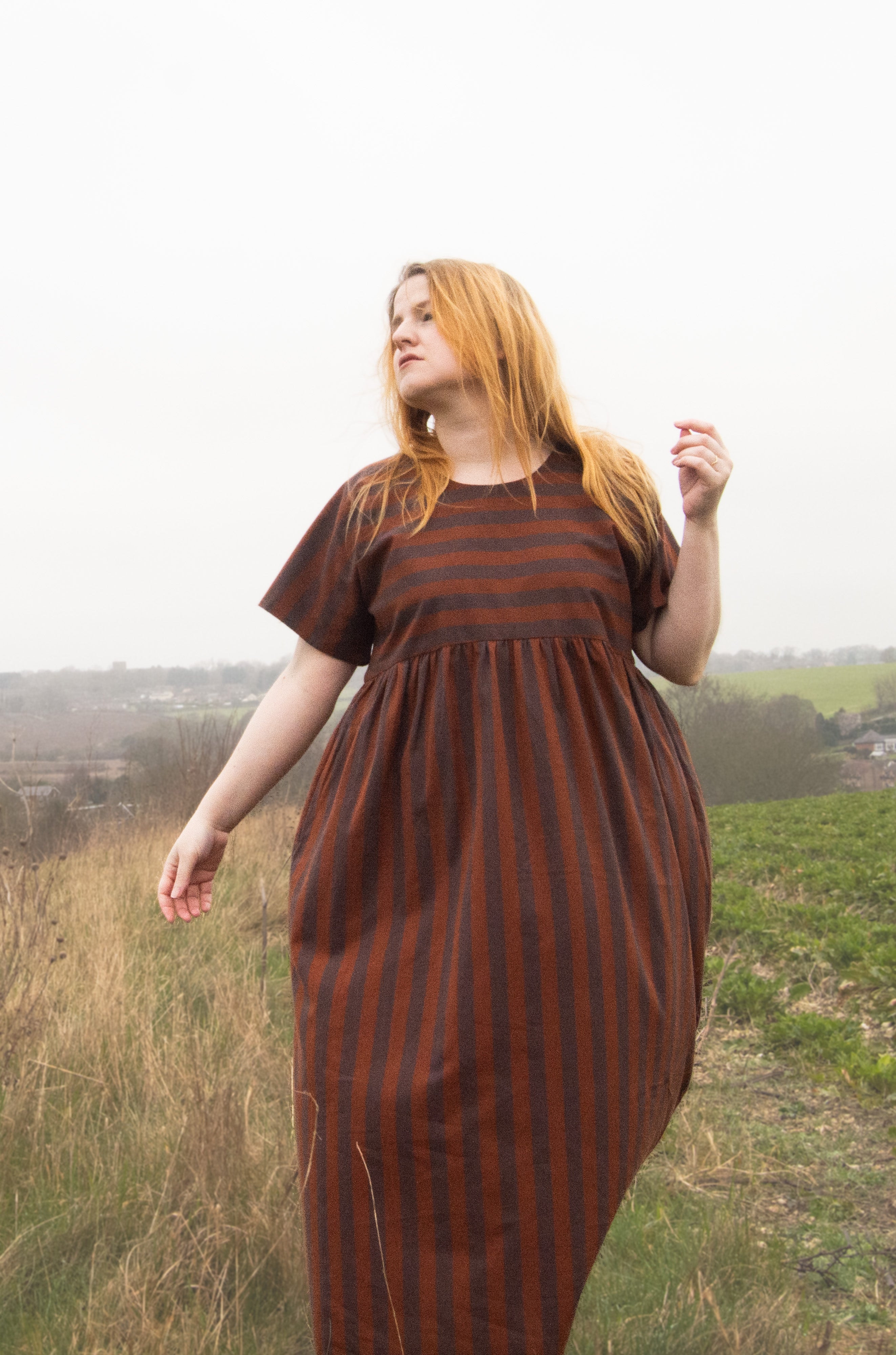 The Doddle Dress in Chestnut Stripe - House of Flint