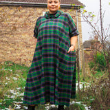 The Reversible Dress - Green tartan cotton flannel