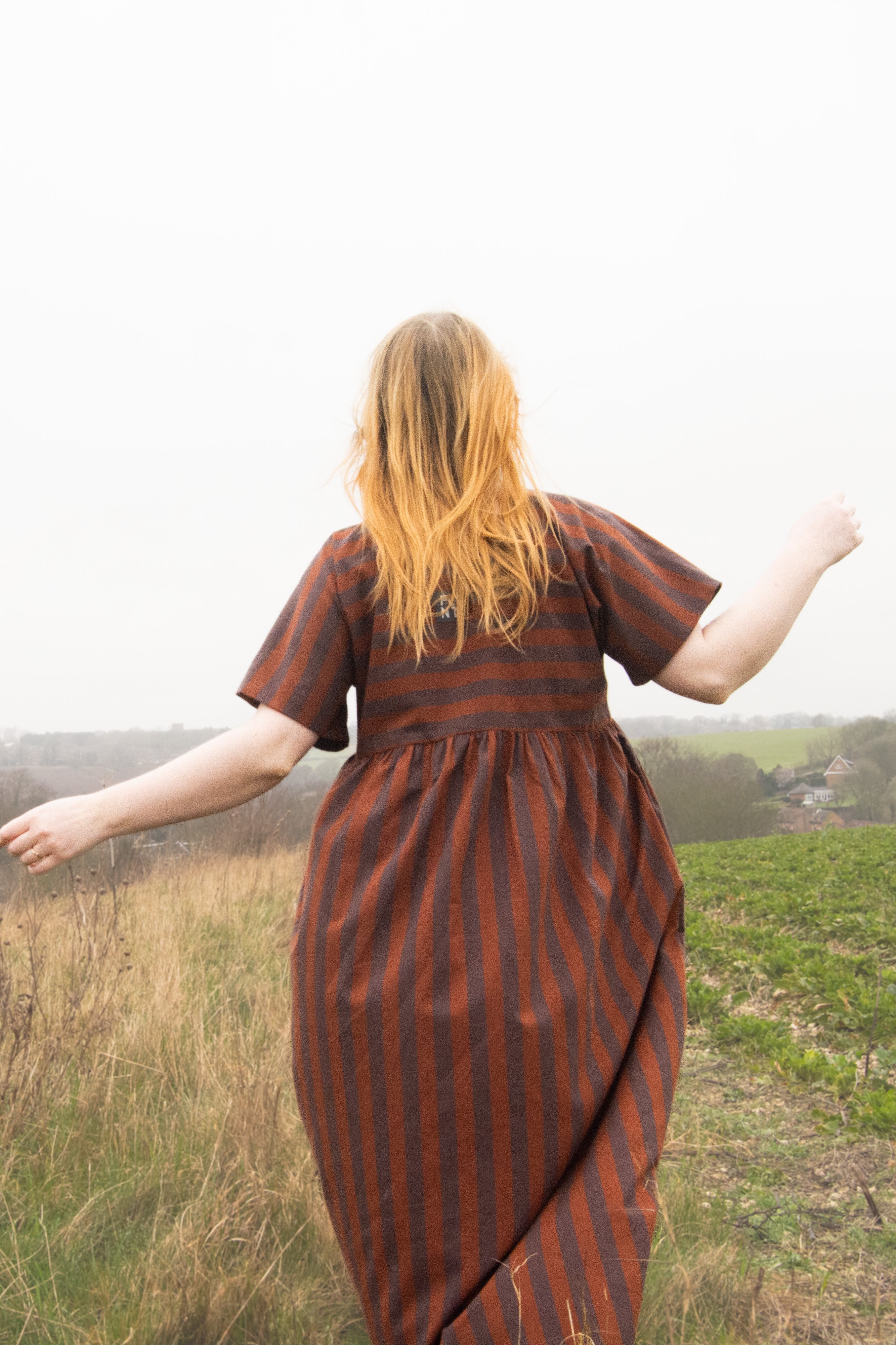 The Doddle Dress in Chestnut Stripe - House of Flint