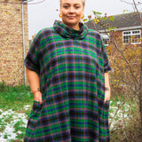 The Reversible Dress - Green tartan cotton flannel