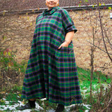 The Reversible Dress - Green tartan cotton flannel