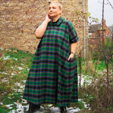 The Reversible Dress - Green tartan cotton flannel