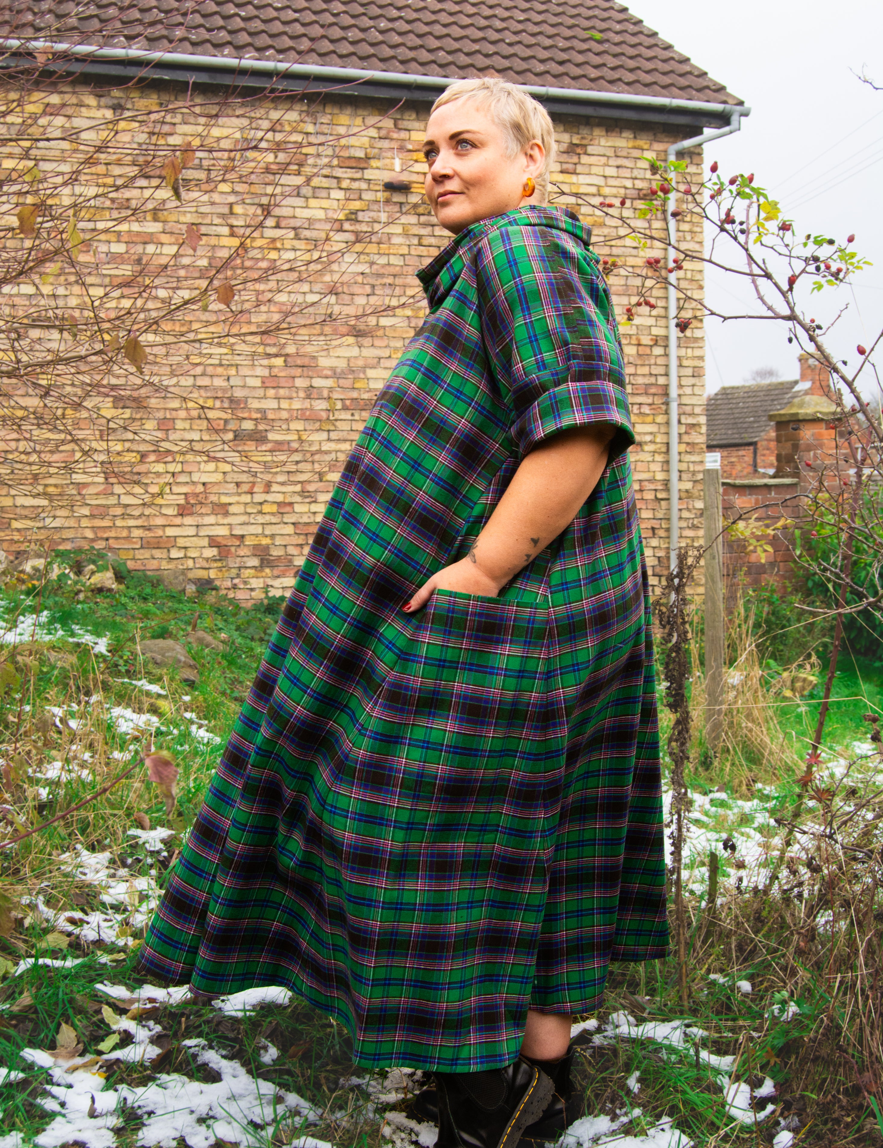 The Reversible Dress - Green tartan cotton flannel - House of Flint