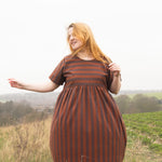 The Doddle Dress in Chestnut Stripe - House of Flint
