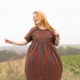 The Doddle Dress in Chestnut Stripe - House of Flint