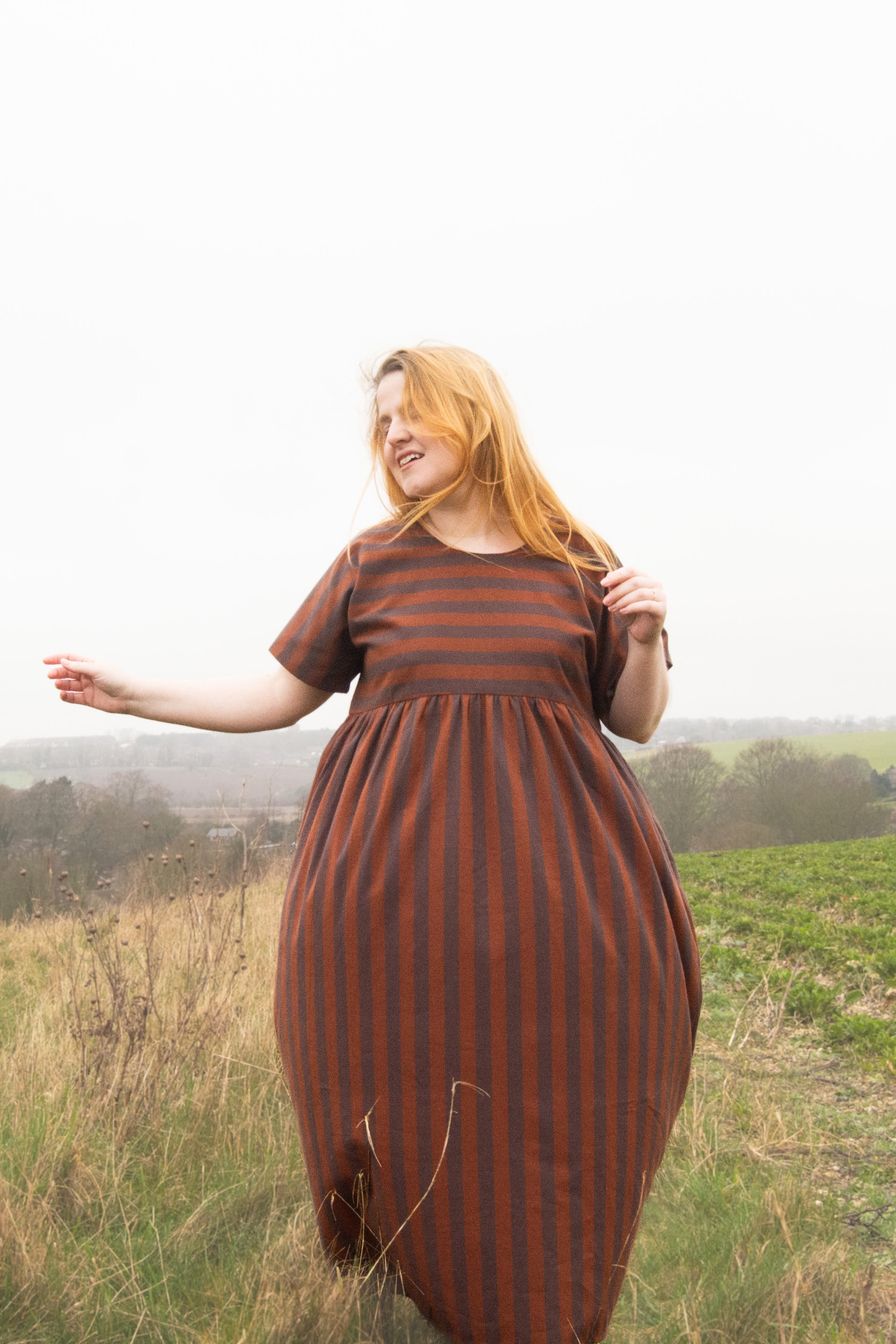 The Doddle Dress in Chestnut Stripe - House of Flint