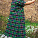 The Reversible Dress - Green tartan cotton flannel