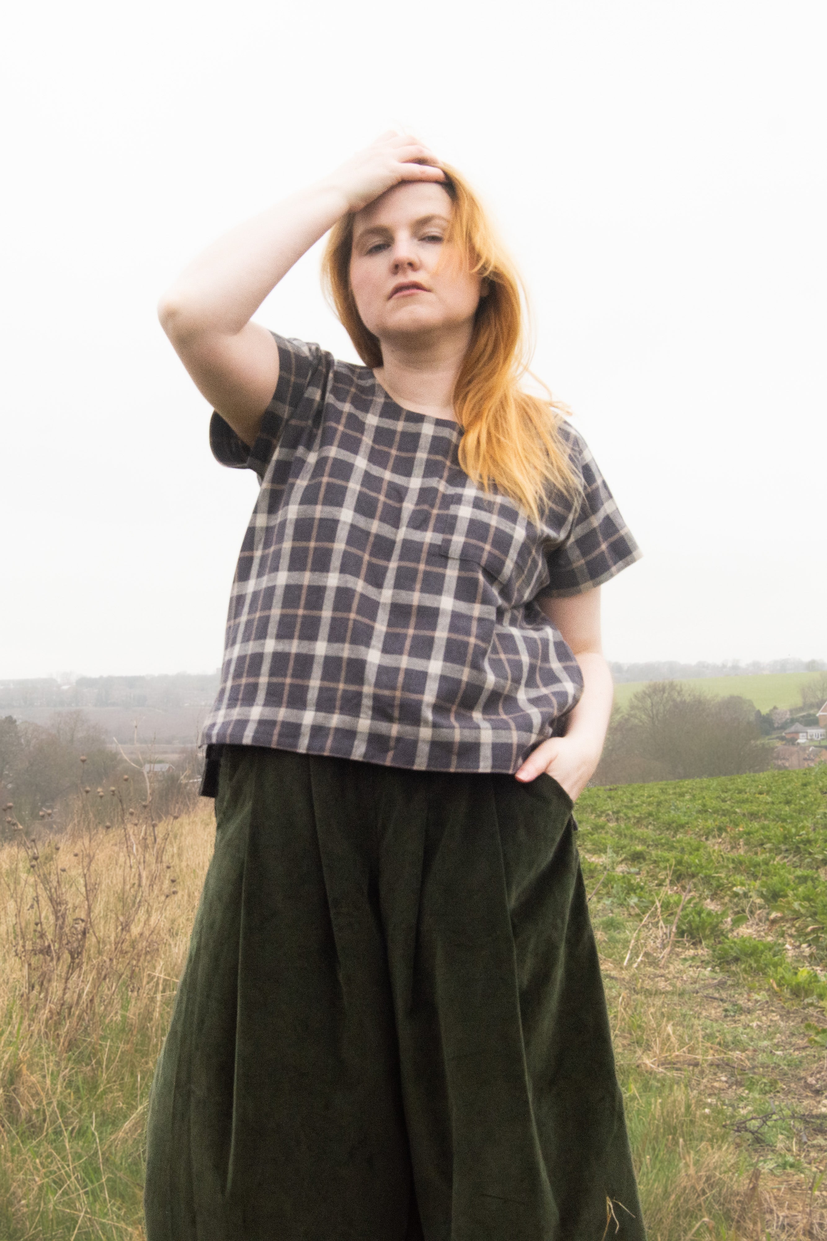 The Staple Tee in Brown Check - House of Flint