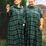 The Reversible Dress - Green tartan cotton flannel