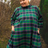 The Reversible Dress - Green tartan cotton flannel