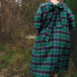 The Reversible Dress - Green tartan cotton flannel