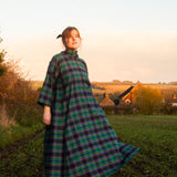 The Reversible Dress - Green tartan cotton flannel