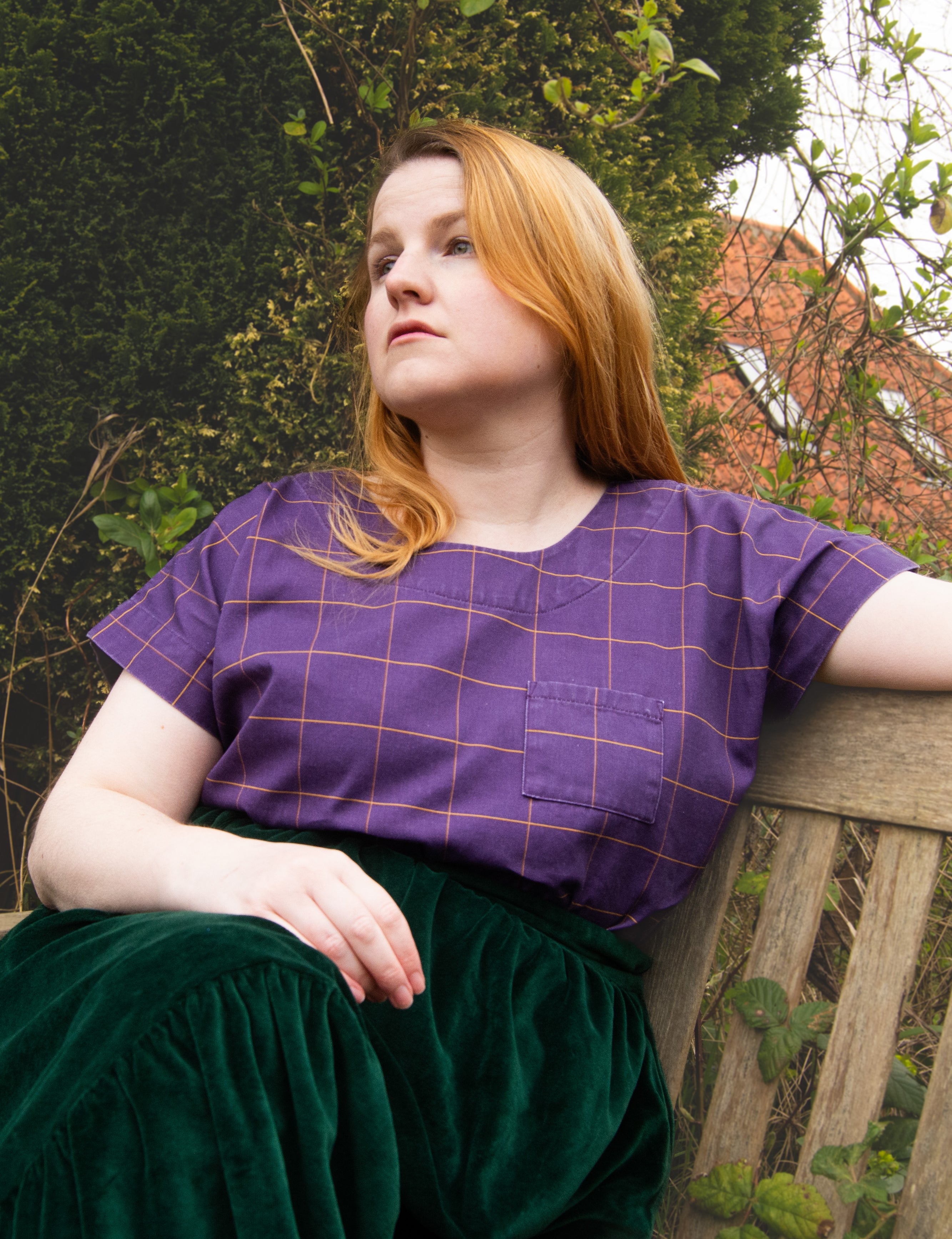 The Staple Tee in Purple Windowpane - House of Flint