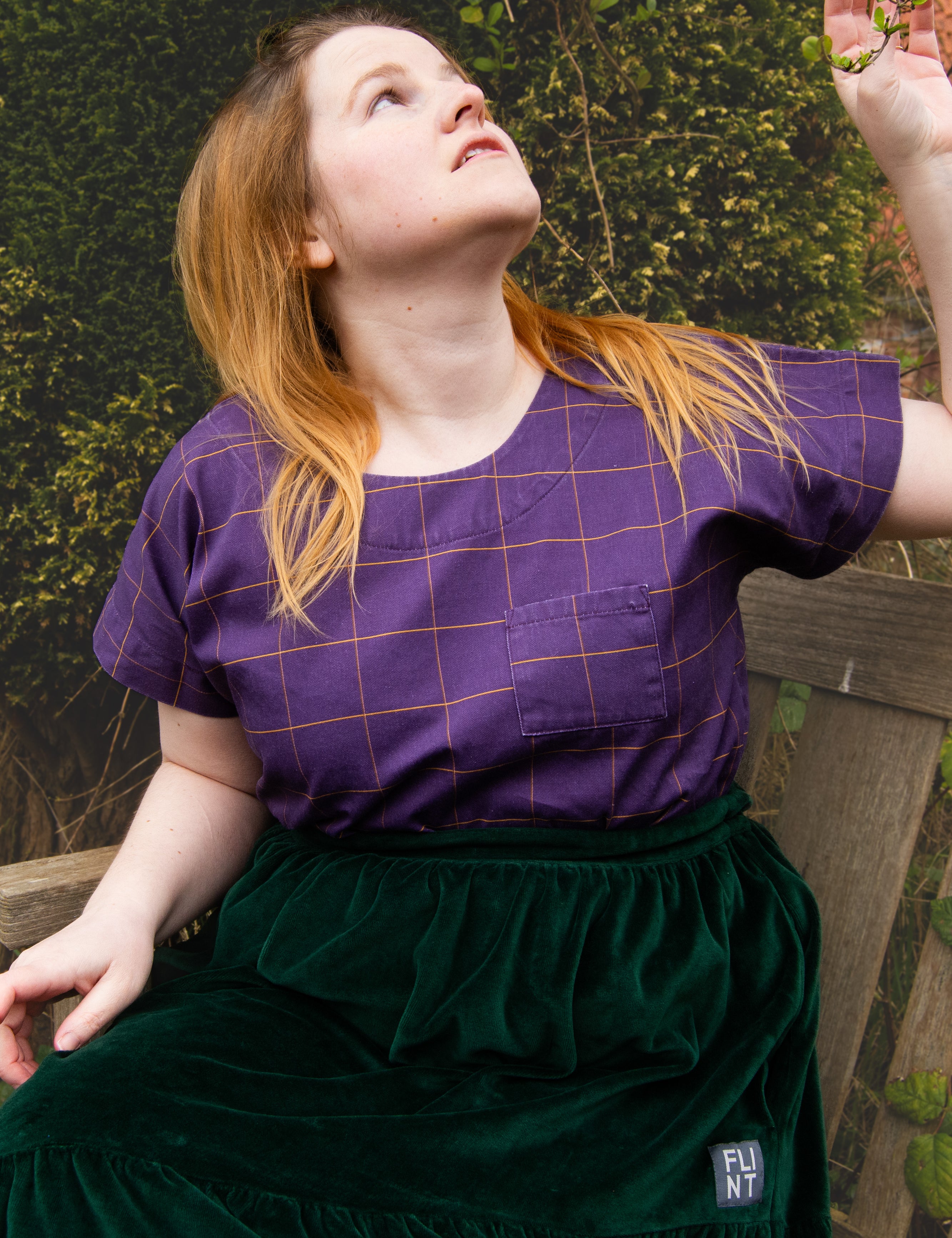 The Staple Tee in Purple Windowpane - House of Flint