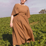 The Joan Dress in Burgundy/Chartreuse Gingham