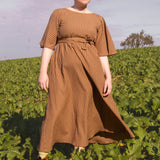The Joan Dress in Burgundy/Chartreuse Gingham