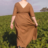 The Joan Dress in Burgundy/Chartreuse Gingham