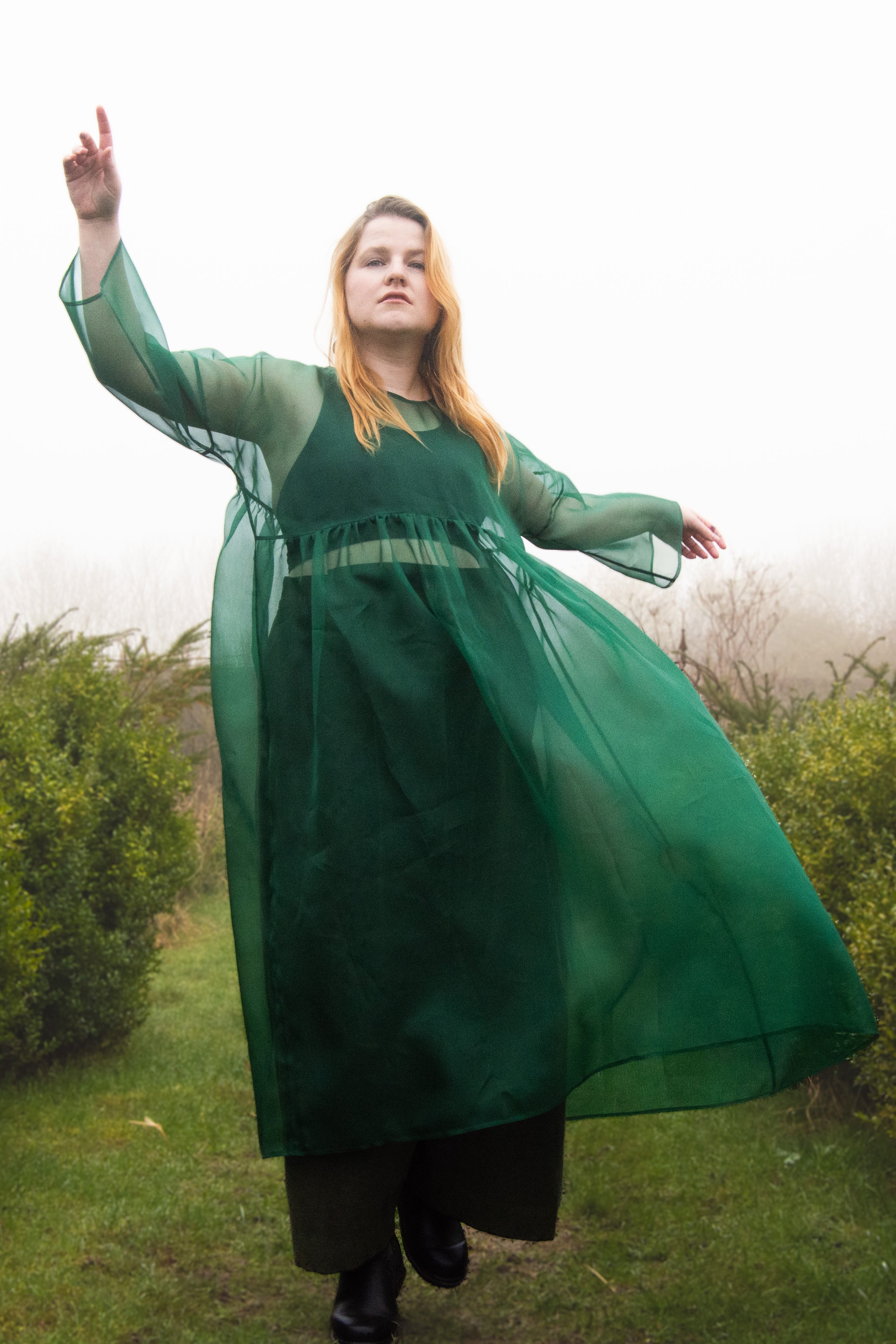 The Everything Dress in Forest Green Silk Organza - House of Flint