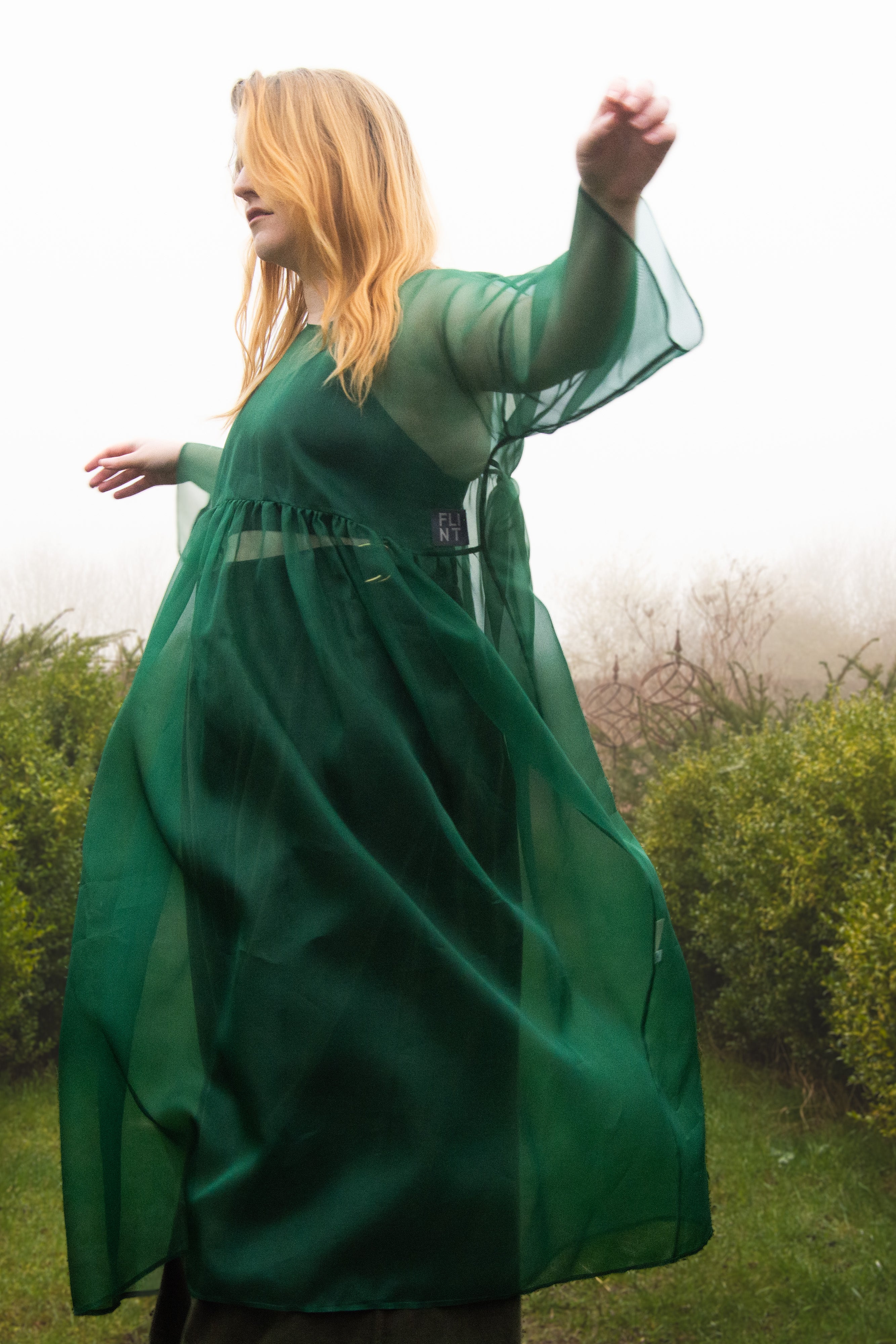 The Everything Dress in Forest Green Silk Organza - House of Flint