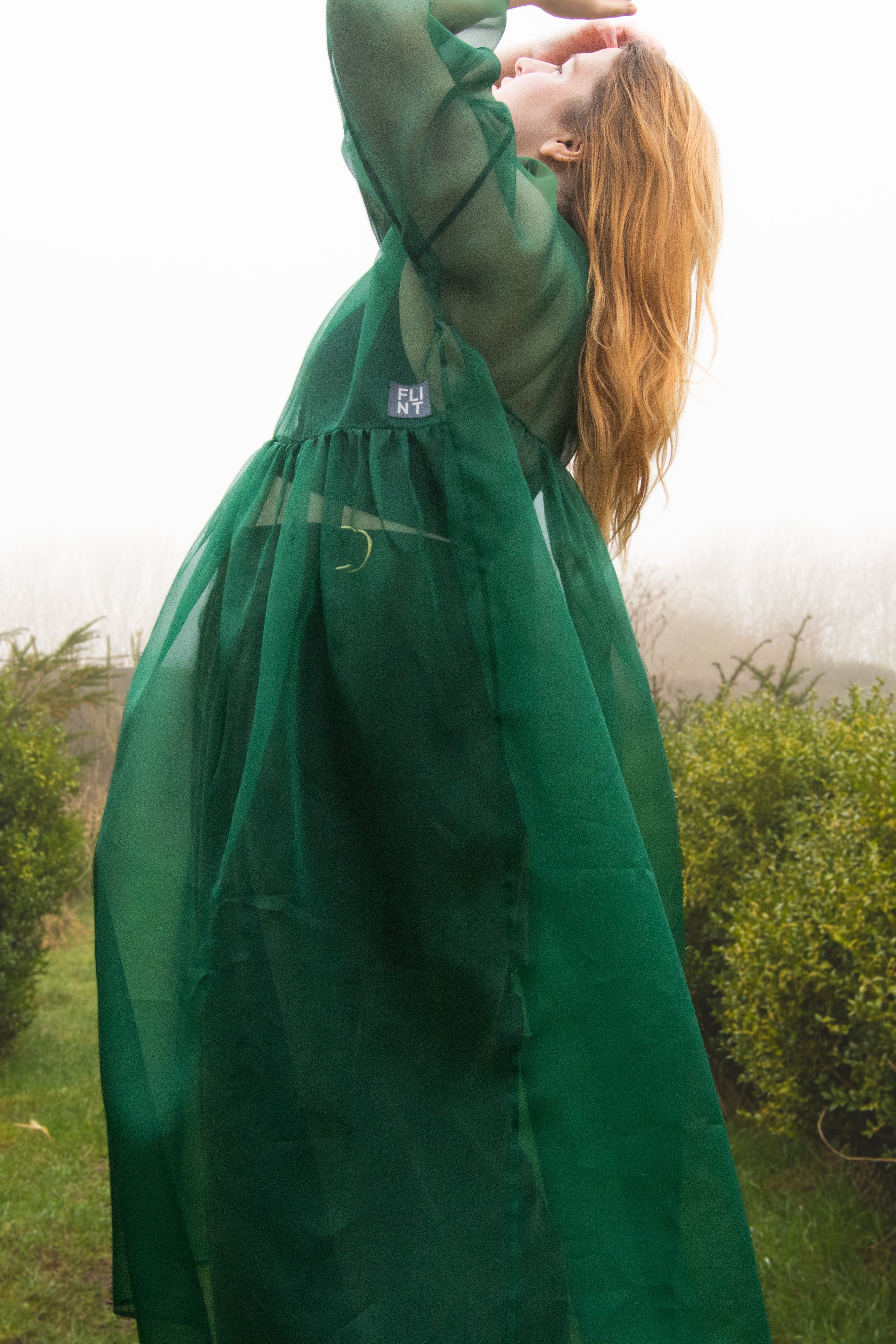 The Everything Dress in Forest Green Silk Organza - House of Flint