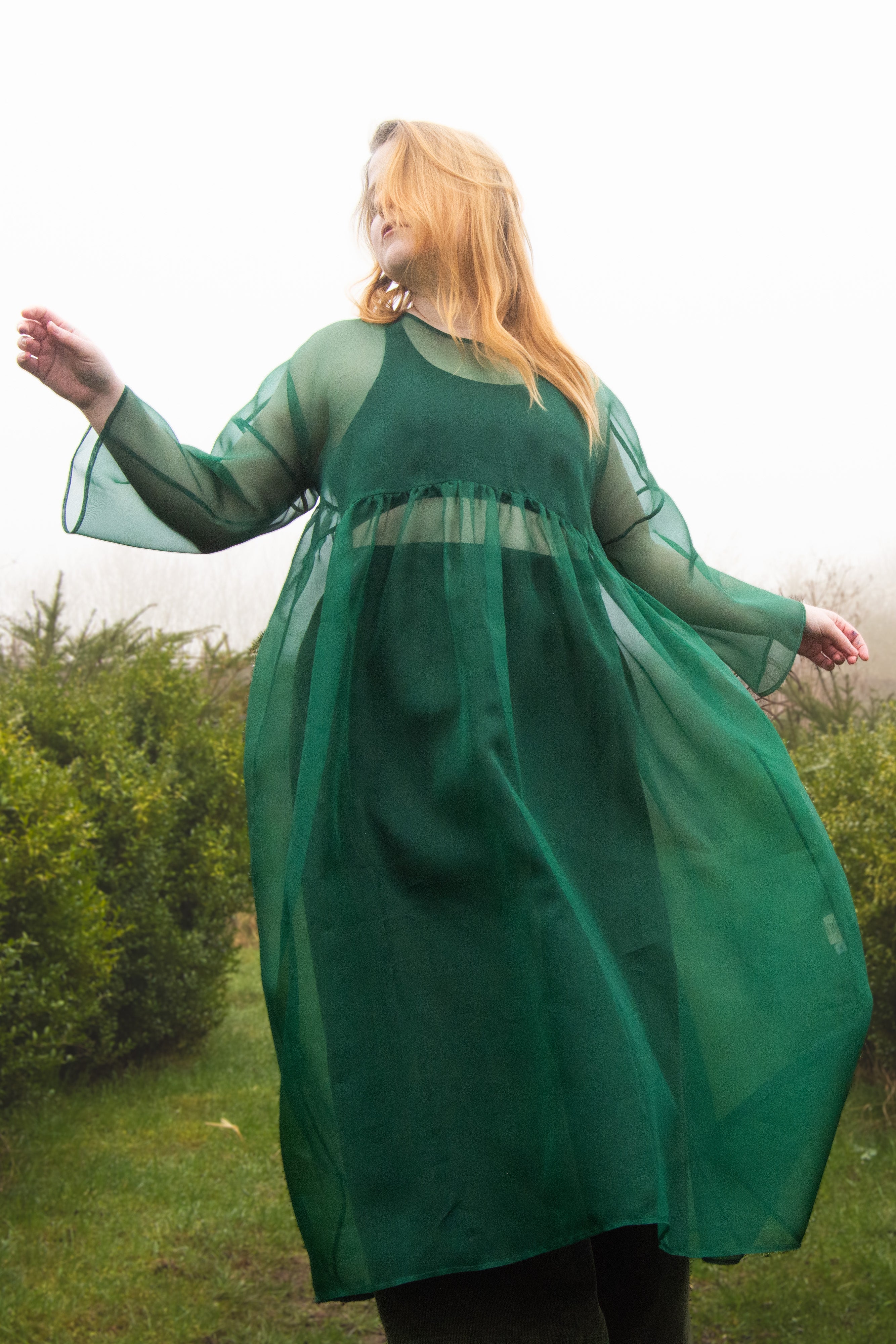 The Everything Dress in Forest Green Silk Organza - House of Flint