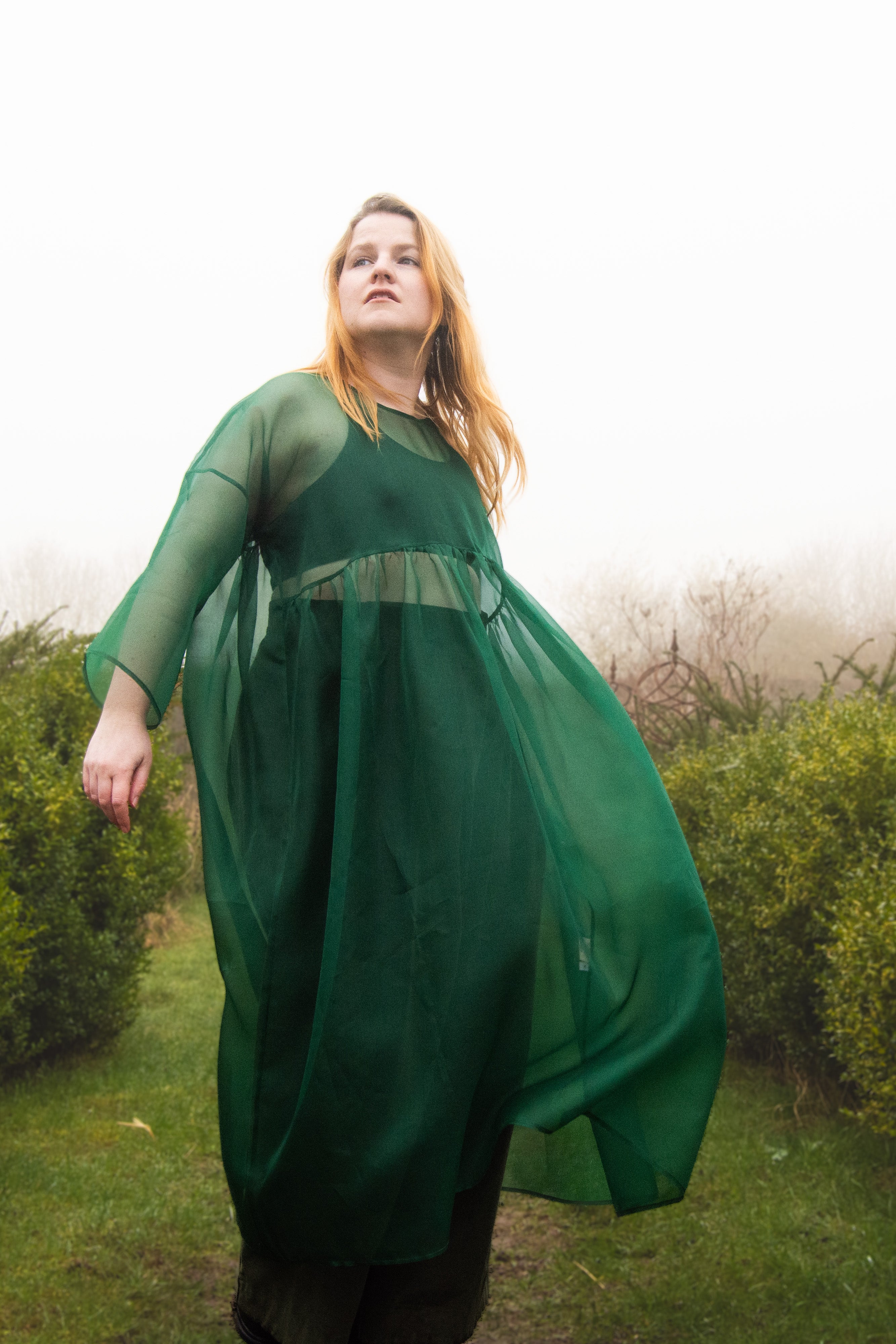 The Everything Dress in Forest Green Silk Organza - House of Flint