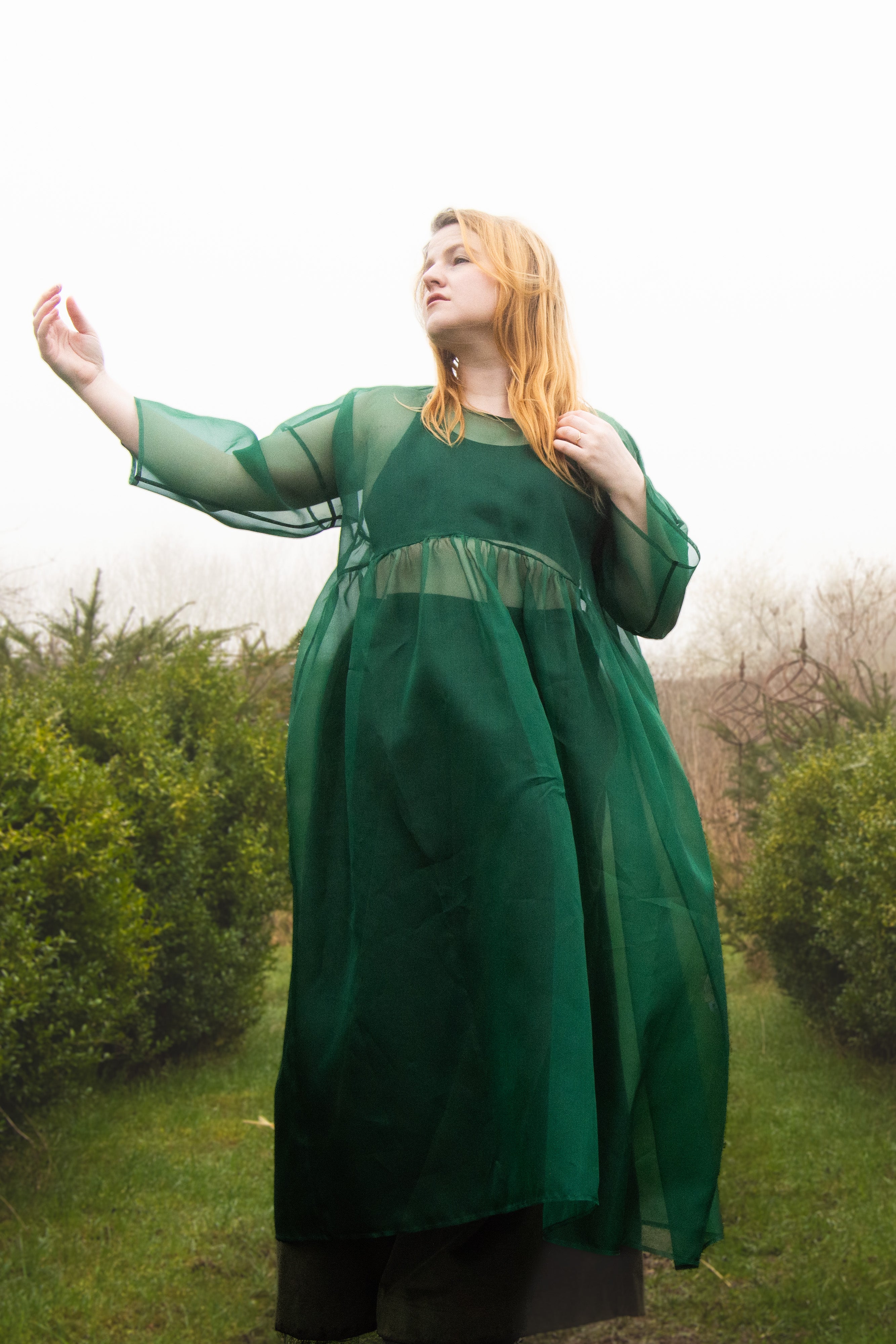 The Everything Dress in Forest Green Silk Organza - House of Flint