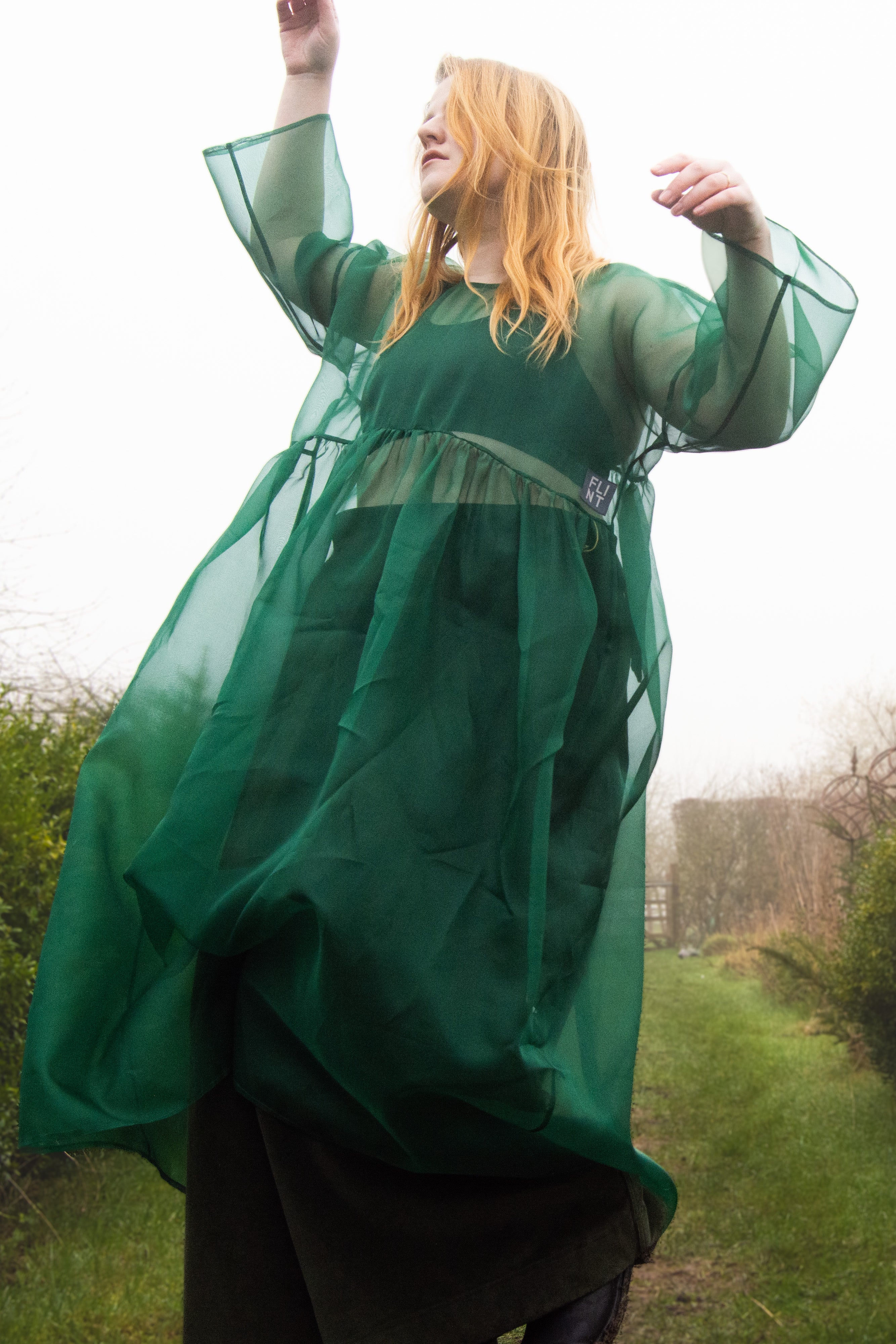 The Everything Dress in Forest Green Silk Organza - House of Flint