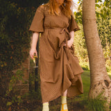 The Joan Dress in Burgundy/Chartreuse Gingham