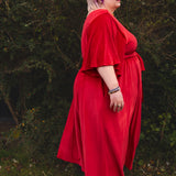 The Joan Dress in Red Velvet