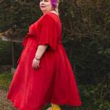 The Joan Dress in Red Velvet