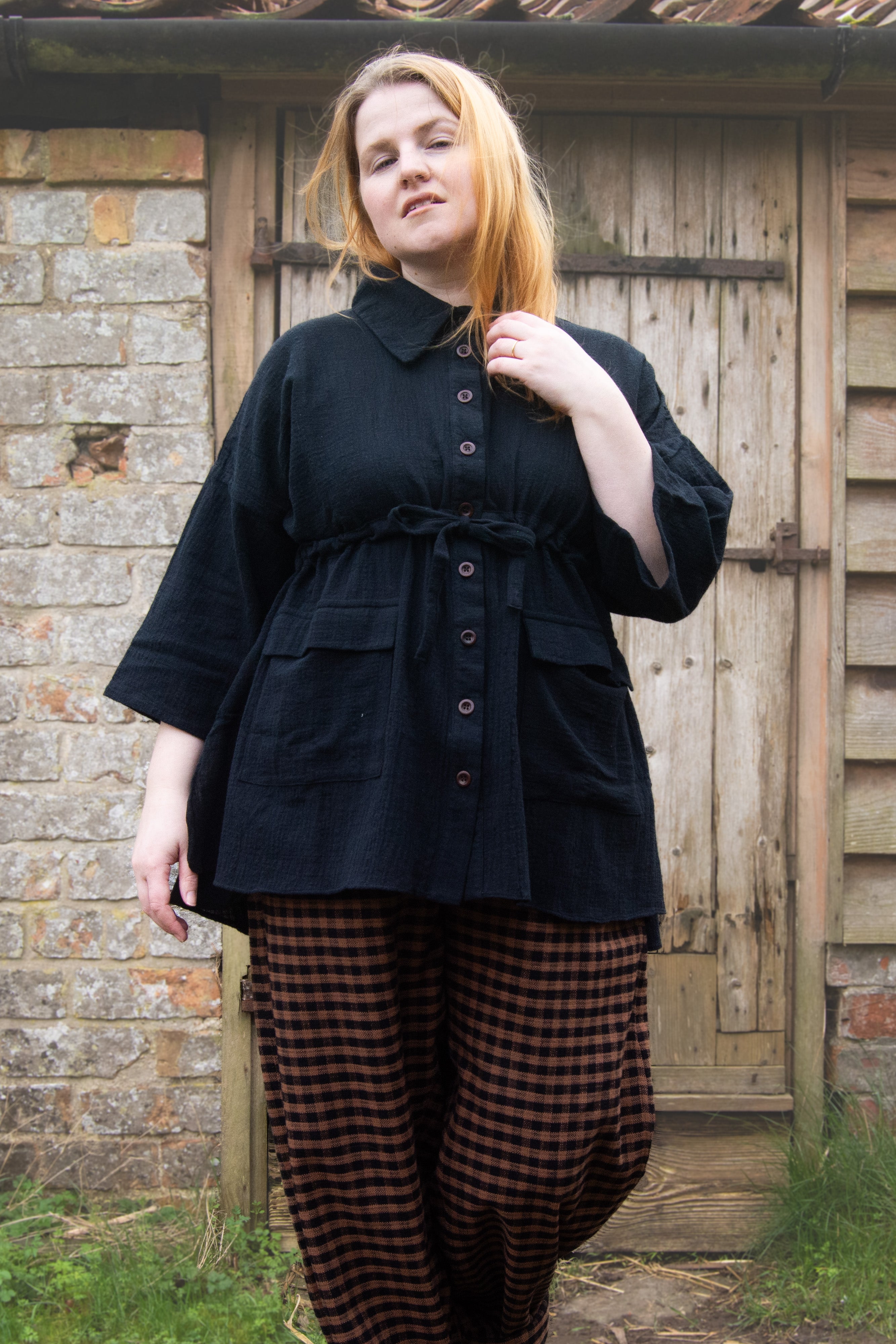 The Good Life Shirt in Black Cotton - ships late March - House of Flint