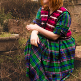 The Waistcoat in Pink wool/Black linen