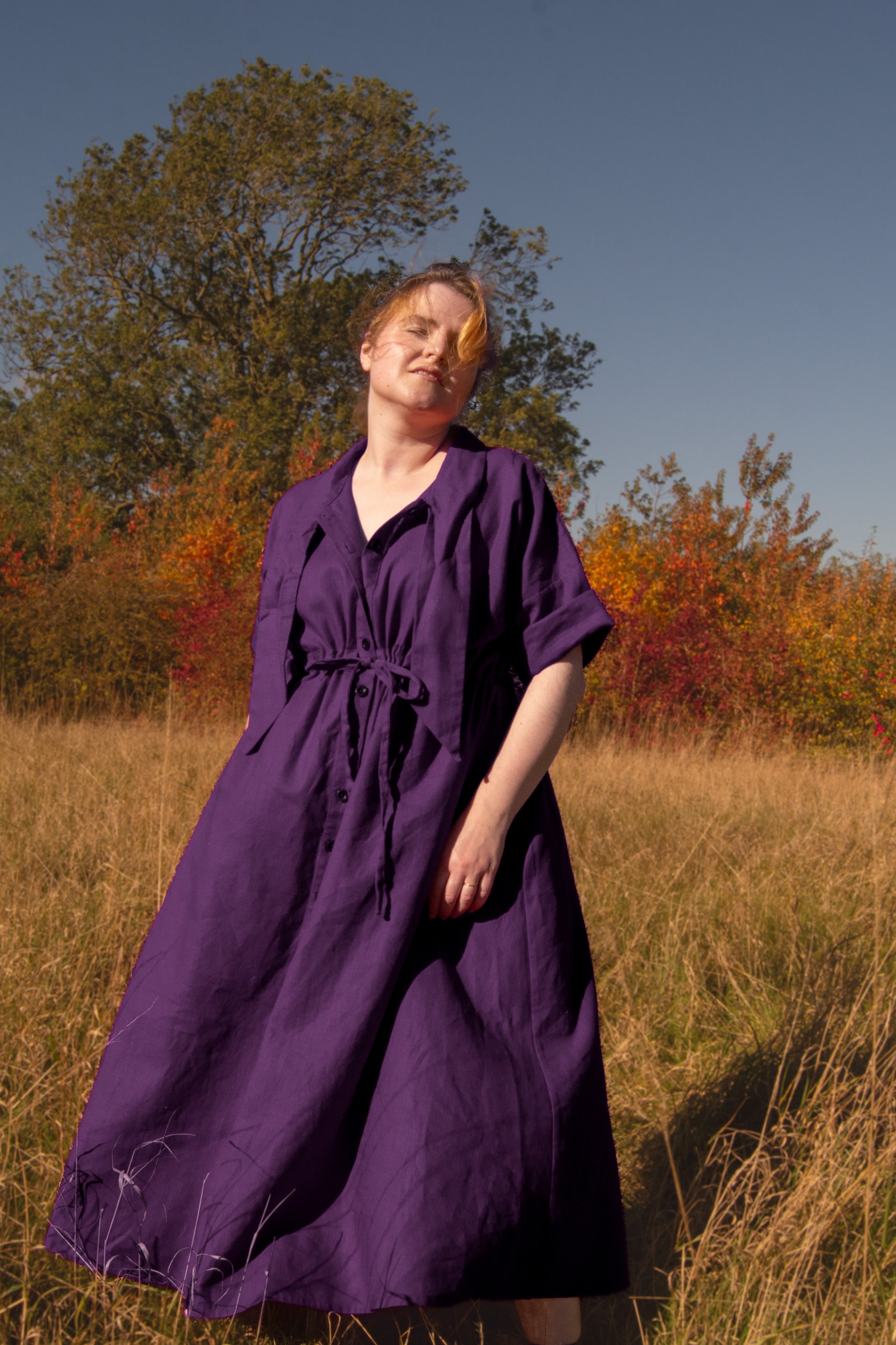 The Shirt Dress in purple linen - pre-order - House of Flint