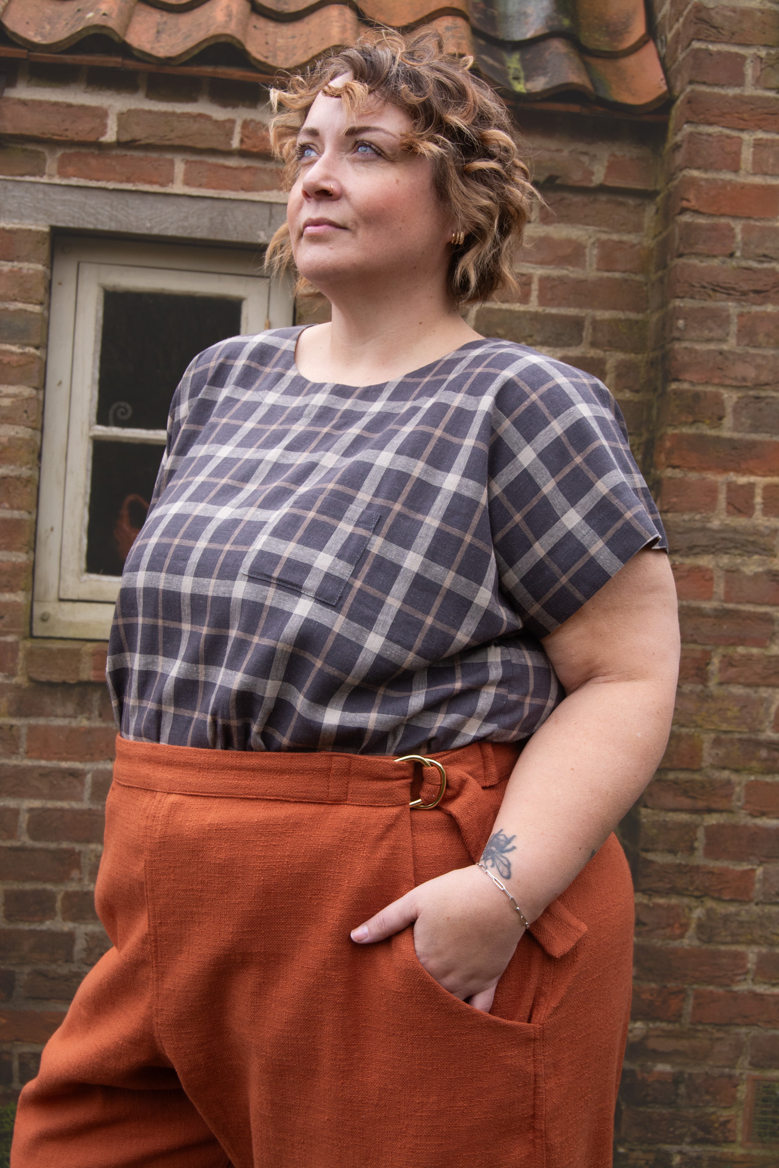 The Staple Tee in Brown Check - House of Flint