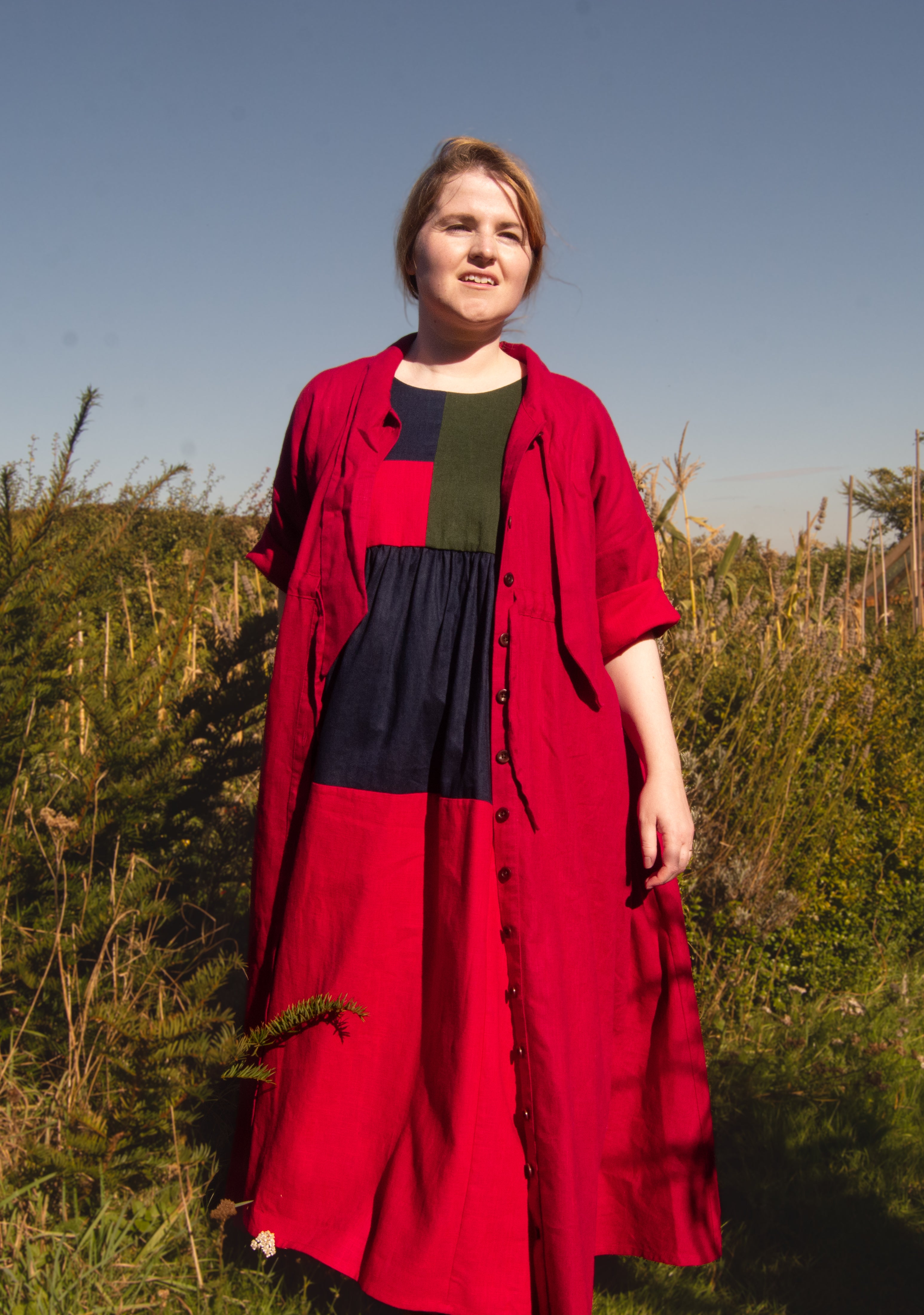 The Shirt Dress in Red linen House of Flint The Shirt Dress in Red linen House of Flint
