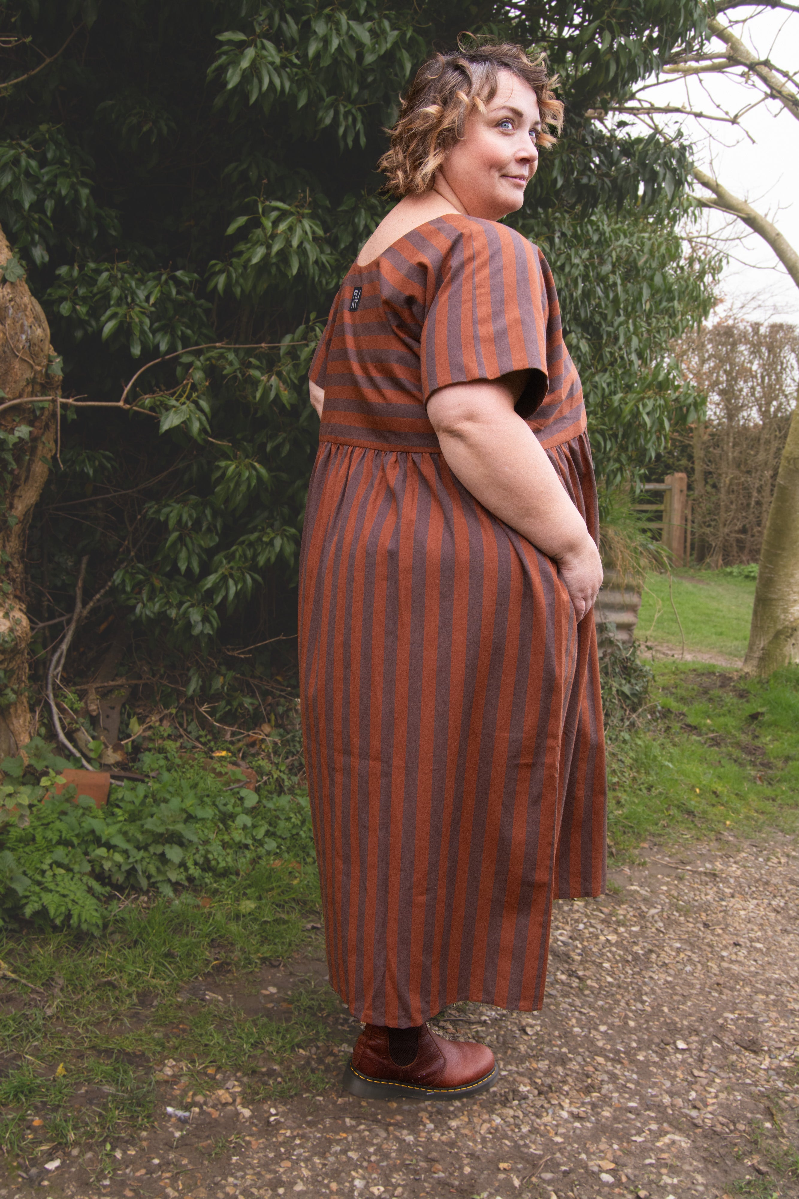 The Doddle Dress in Chestnut Stripe - House of Flint