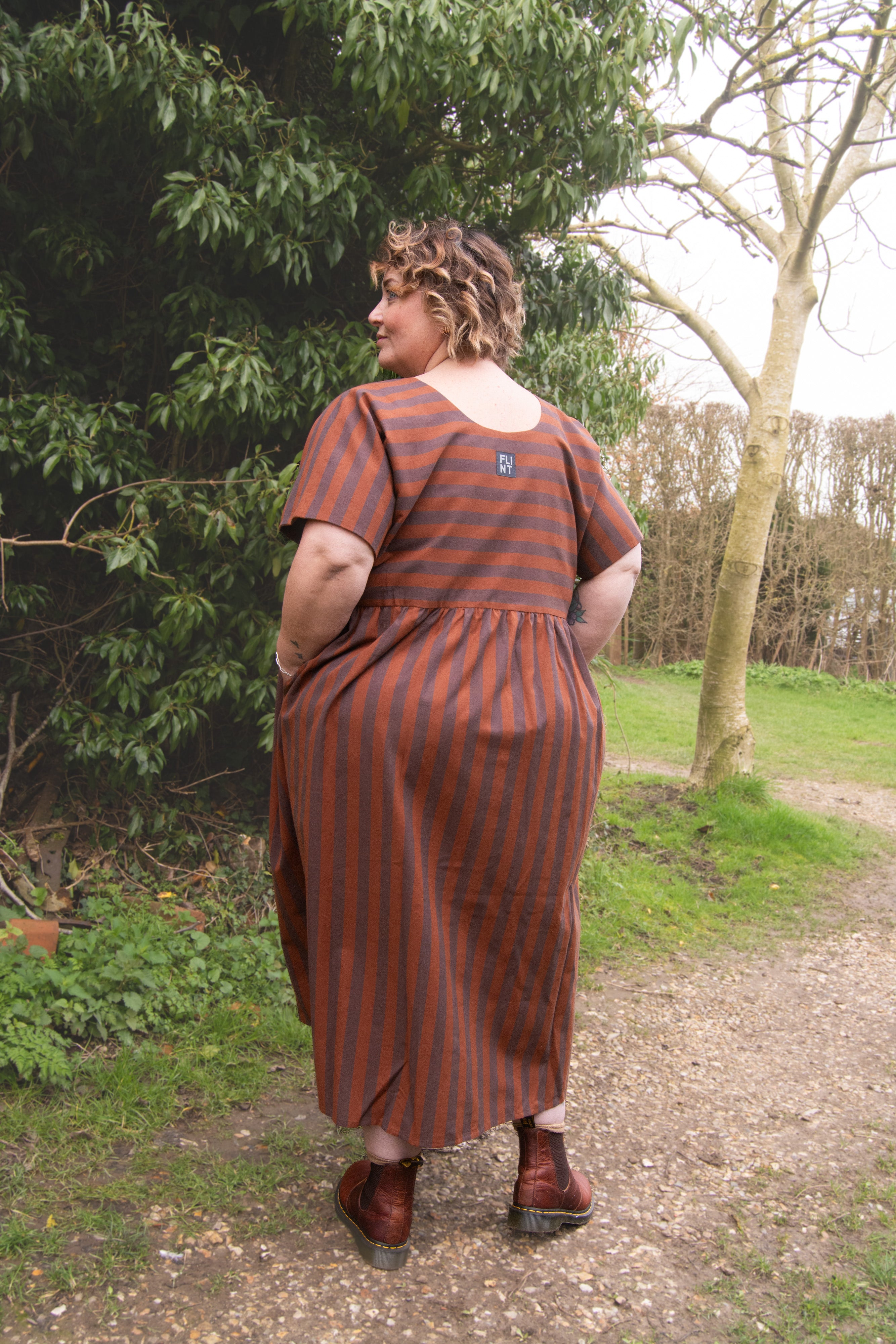 The Doddle Dress in Chestnut Stripe - House of Flint