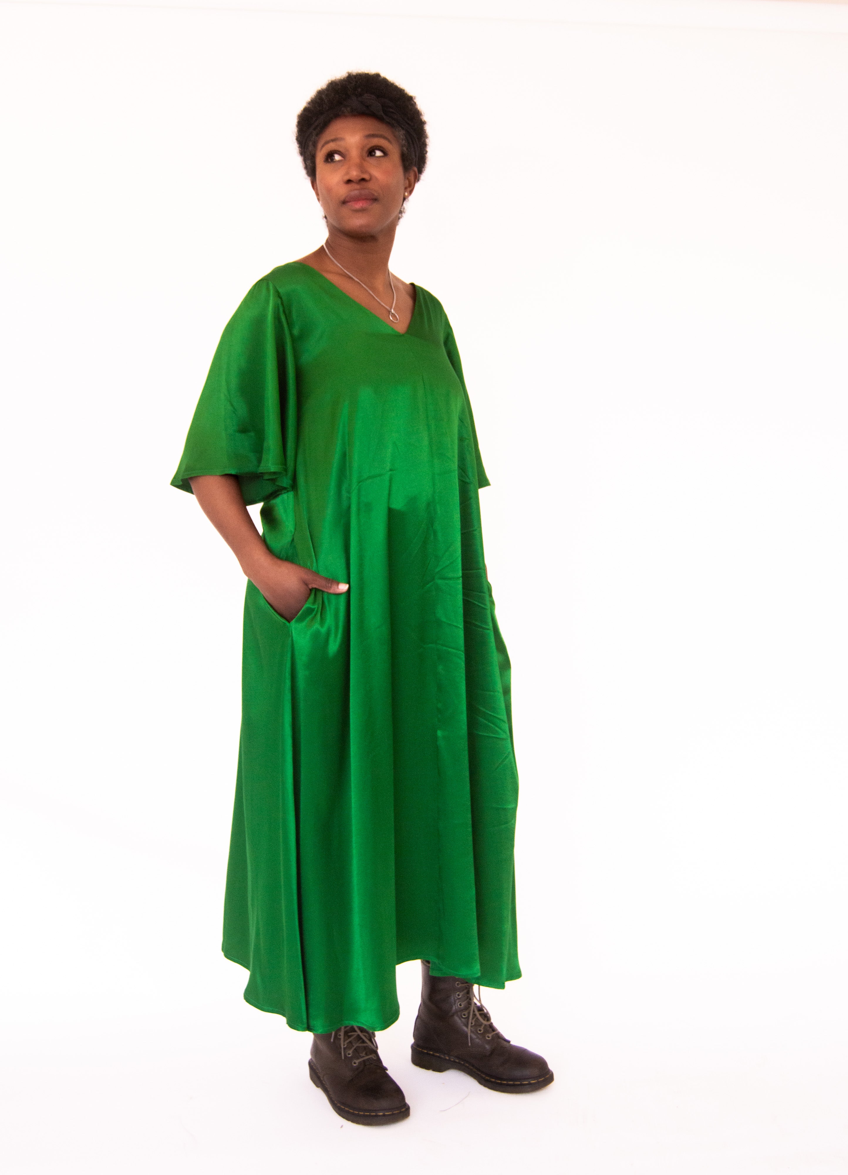 The Joan Dress in Emerald Satin - pre-order - House of Flint